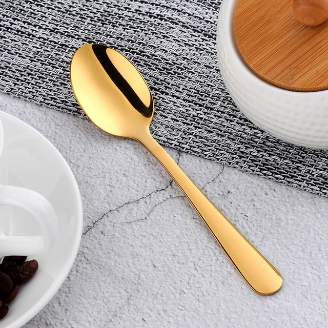 10 pcs Stainless Steel Rose gold Tea Spoon High Quality Tableware Gold Spoon Vintage Coffee Spoon For Party Free Shipping