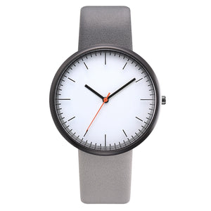 Women Watch Gray Contrast Leather Quartz Watch Women Men Watches Lovers Unisex Casual Ladies Wrist Watch Clock Relogio Feminino