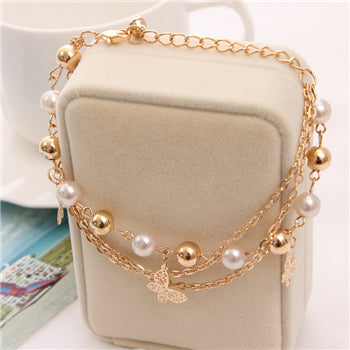 2019 New Woman Bracelets Mulitlayer Gold Chain Heart Bracelets & Bangles Charm Bracelets For Women Crystal Bracelets