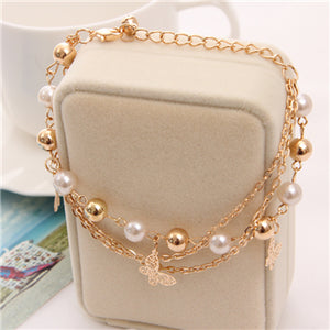 2019 New Woman Bracelets Mulitlayer Gold Chain Heart Bracelets & Bangles Charm Bracelets For Women Crystal Bracelets