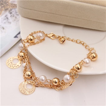 2019 New Woman Bracelets Mulitlayer Gold Chain Heart Bracelets & Bangles Charm Bracelets For Women Crystal Bracelets