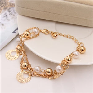 2019 New Woman Bracelets Mulitlayer Gold Chain Heart Bracelets & Bangles Charm Bracelets For Women Crystal Bracelets