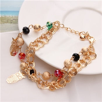 2019 New Woman Bracelets Mulitlayer Gold Chain Heart Bracelets & Bangles Charm Bracelets For Women Crystal Bracelets