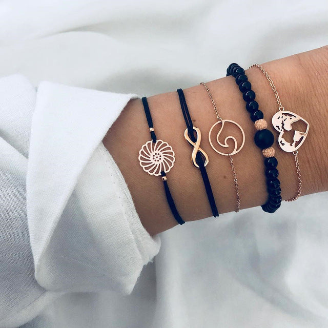 30 Styles Mix Turtle Heart Pearl Wave LOVE Crystal Marble Charm Bracelets for Women  Tassel Bracelet Jewelry