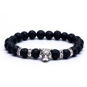 Natural Stone Beads Men Bracelets Lucky Charm Matte Black 8mm Bead Onyx Stone Matt Tiger Leopard Bracelets For Men Jewelry gift