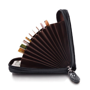 Men's Wallet Genuine Leather Credit Card Holder RFID Blocking Material ,Zipper Pocket Thin.