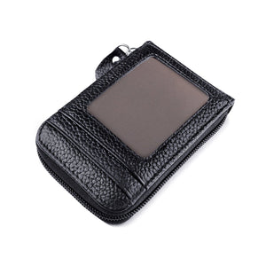 Men's Wallet Genuine Leather Credit Card Holder RFID Blocking Material ,Zipper Pocket Thin.