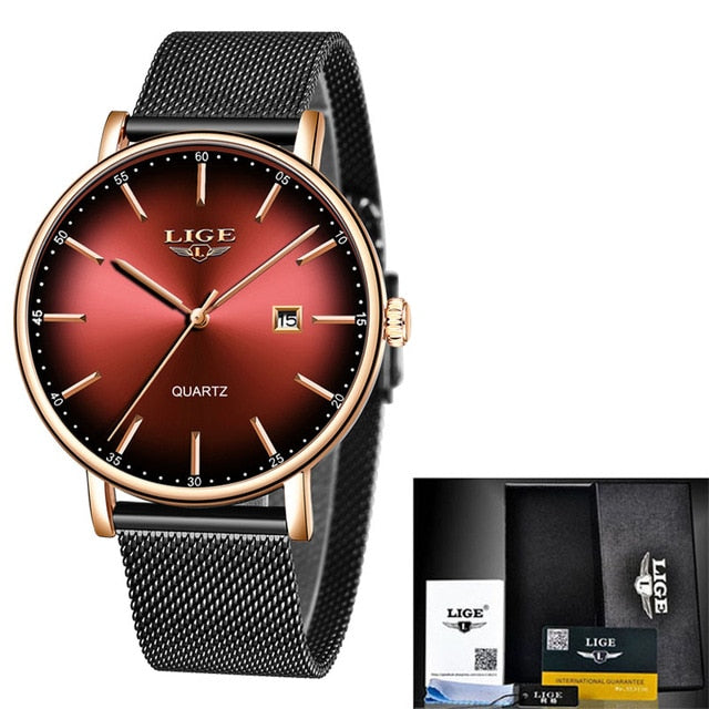 Fashion Men Watches Top Brand Luxury Blue Waterproof Watches, Ultra Thin Date Simple Casual Quartz Watch Men Sports Clock