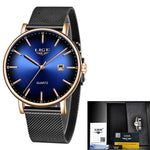 Fashion Men Watches Top Brand Luxury Blue Waterproof Watches, Ultra Thin Date Simple Casual Quartz Watch Men Sports Clock