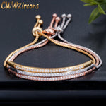 Adjustable Bracelet Bangle for Women Captivate Bar Slider Brilliant CZ Rose Gold Color Jewelry Pulseira Feminia CB089