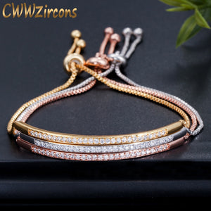 Adjustable Bracelet Bangle for Women Captivate Bar Slider Brilliant CZ Rose Gold Color Jewelry Pulseira Feminia CB089