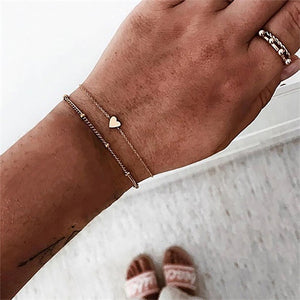 6 Pcs/Set Punk Butterfly Eye Star Moon Leaves Crystal Gem Shiny Gold Multilayer Chain Bracelet Set Women Exquisite Party Jewelry