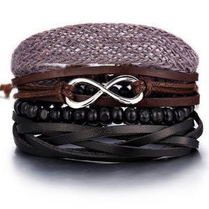 Vintage Leaf Feather Multilayer Leather Bracelet Men Fashion Braided Handmade Star Rope Wrap Bracelets & Bangles Male Gift