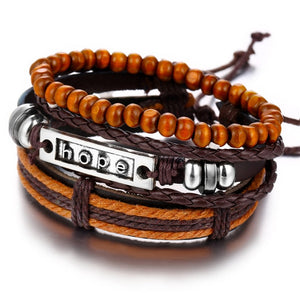 Vintage Leaf Feather Multilayer Leather Bracelet Men Fashion Braided Handmade Star Rope Wrap Bracelets & Bangles Male Gift
