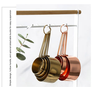4pcs/set Measuring Cup Metal Scoop Home Coffee Tea Cake Powder Measuring Spoon Baking Tool Multifunctional Kitchen Tool Set