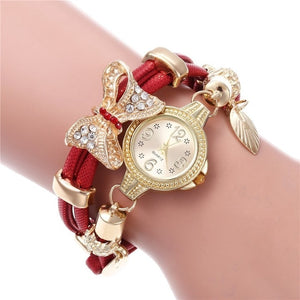 Hot selling retro bracelet watch women high quality exquisite bow-knot leave pendant quartz relogio feminino reloj mujer watches