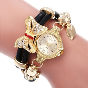 Hot selling retro bracelet watch women high quality exquisite bow-knot leave pendant quartz relogio feminino reloj mujer watches