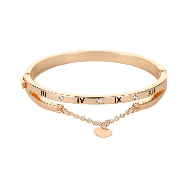 Love Roman Bracelet Numeral Tassel Peach Heart Temperament Every Match Korean Bracelet Trend Jewelry