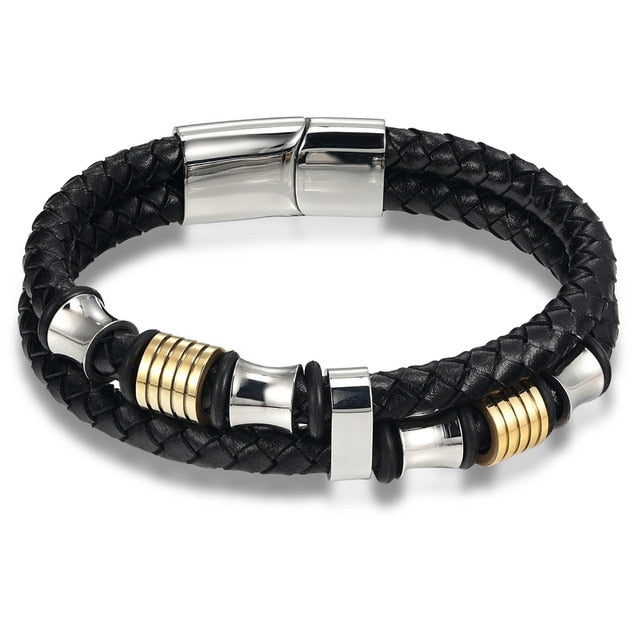 Personalized Accessories Bracelet Men's Fashion Gift Black Genuine Leather Bracelets DIY Combination Wild Handsome Gift