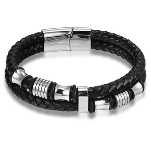 Personalized Accessories Bracelet Men's Fashion Gift Black Genuine Leather Bracelets DIY Combination Wild Handsome Gift