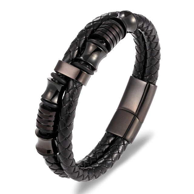 Personalized Accessories Bracelet Men's Fashion Gift Black Genuine Leather Bracelets DIY Combination Wild Handsome Gift