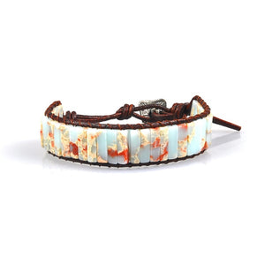 Chakra Bracelet Jewelry Handmade Multi Color Natural Stone Tube Beads Leather Wrap Couples Bracelets Creative Gifts