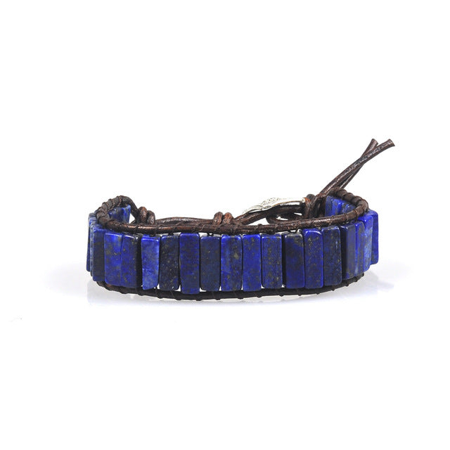 Chakra Bracelet Jewelry Handmade Multi Color Natural Stone Tube Beads Leather Wrap Couples Bracelets Creative Gifts