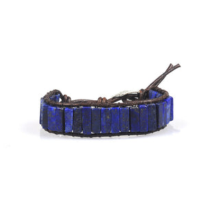 Chakra Bracelet Jewelry Handmade Multi Color Natural Stone Tube Beads Leather Wrap Couples Bracelets Creative Gifts