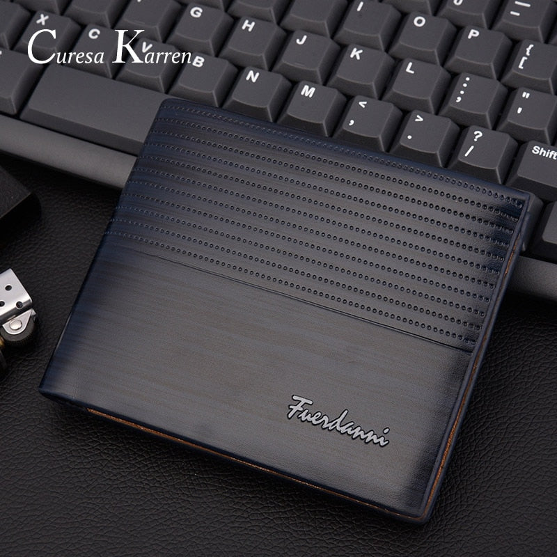 Europe and America business casual fashion retro cross section embossed wallet New men's short wallet large capacity wallet
