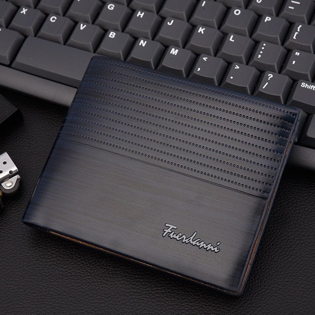 Europe and America business casual fashion retro cross section embossed wallet New men's short wallet large capacity wallet