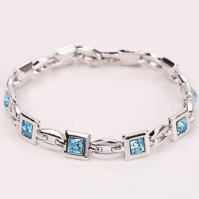 LYIYUNQ Fashion Bracelet Hot Wedding Female Heart Crystal Bracelets For Women Luxury Temperament Silver-Color Fine Jewelry Gift