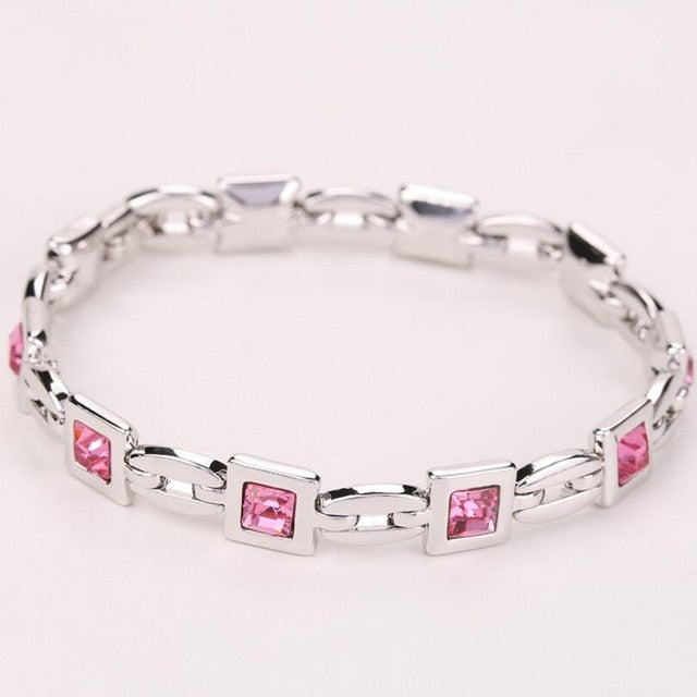 LYIYUNQ Fashion Bracelet Hot Wedding Female Heart Crystal Bracelets For Women Luxury Temperament Silver-Color Fine Jewelry Gift