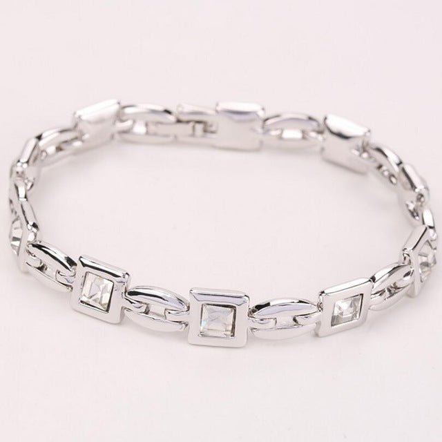 LYIYUNQ Fashion Bracelet Hot Wedding Female Heart Crystal Bracelets For Women Luxury Temperament Silver-Color Fine Jewelry Gift