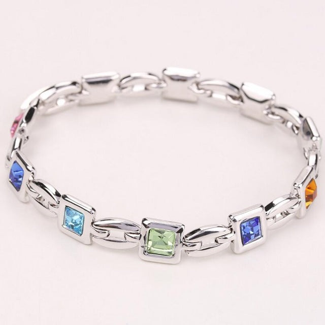 LYIYUNQ Fashion Bracelet Hot Wedding Female Heart Crystal Bracelets For Women Luxury Temperament Silver-Color Fine Jewelry Gift