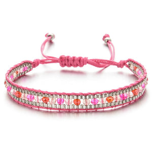 Woman  or Men Handmade Bohemia Weave Adjustable Rope Chain Crystal Charms Bracelets Wristband Fashion Jewelry Gift