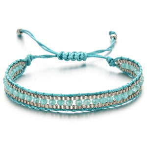 Woman  or Men Handmade Bohemia Weave Adjustable Rope Chain Crystal Charms Bracelets Wristband Fashion Jewelry Gift