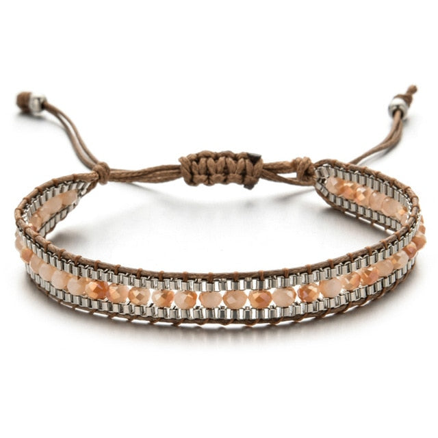 Woman  or Men Handmade Bohemia Weave Adjustable Rope Chain Crystal Charms Bracelets Wristband Fashion Jewelry Gift