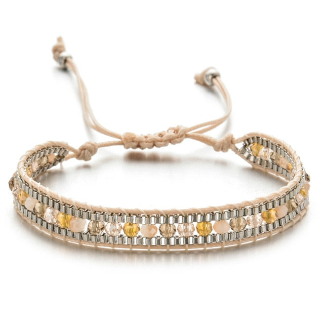 Woman  or Men Handmade Bohemia Weave Adjustable Rope Chain Crystal Charms Bracelets Wristband Fashion Jewelry Gift
