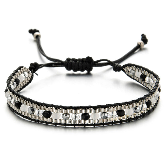 Woman  or Men Handmade Bohemia Weave Adjustable Rope Chain Crystal Charms Bracelets Wristband Fashion Jewelry Gift