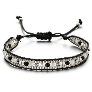 Woman  or Men Handmade Bohemia Weave Adjustable Rope Chain Crystal Charms Bracelets Wristband Fashion Jewelry Gift