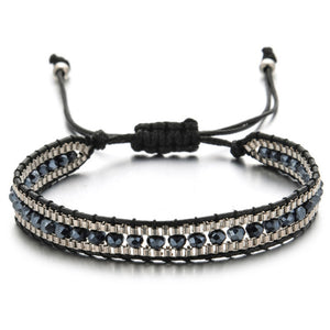 Woman  or Men Handmade Bohemia Weave Adjustable Rope Chain Crystal Charms Bracelets Wristband Fashion Jewelry Gift