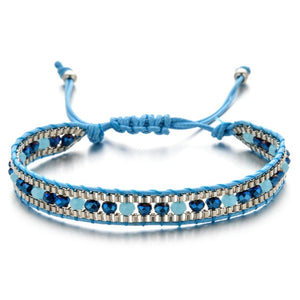 Woman  or Men Handmade Bohemia Weave Adjustable Rope Chain Crystal Charms Bracelets Wristband Fashion Jewelry Gift